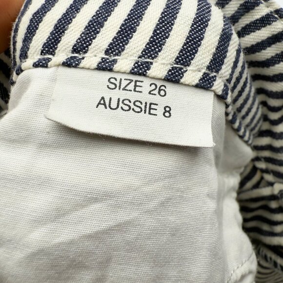 ROLLA’S Old Mate Striped Pinstripes Navy White High Waist Pants sz 26 - Picture 9 of 9